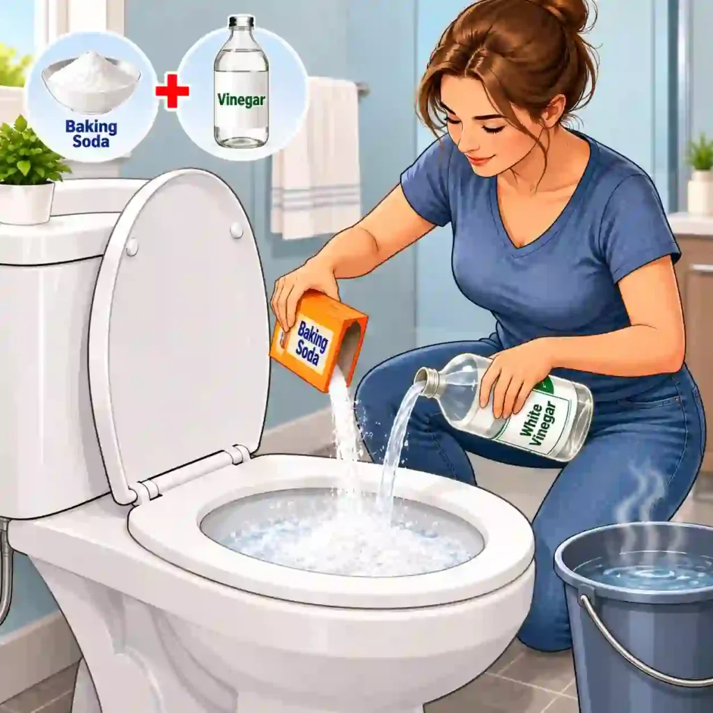 Unclog Toilet Using Baking Soda and Vinegar